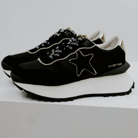 Vintage Havana Shoes - Vintage Havana Star Platform Sneakers Black Gold Size 7